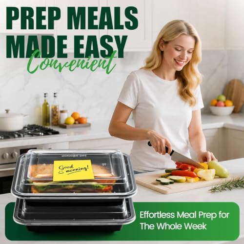 Glotoch Express Meal Prep Containers with Lids 16oz 50 Pack Leakproof