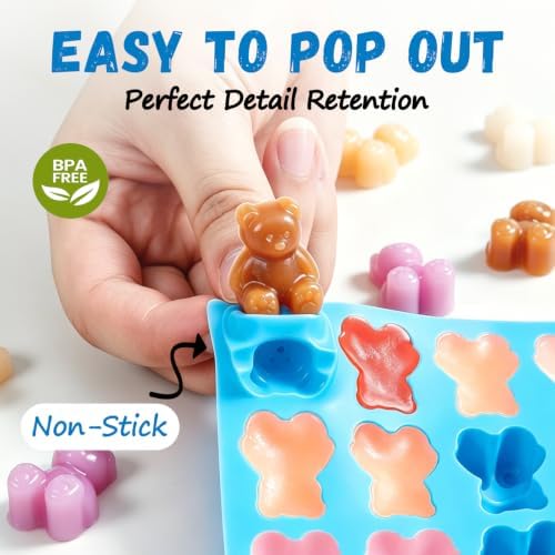 4 Pack Large Gummy Bear Molds Candy Molds - 3 Inch Gummy Silicone Molds