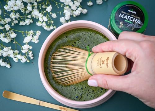 Matcha Whisk Spoon Set, Bamboo Chasen with Stainless Steel Measuring Spoon and Chashaku Scoop for Japanese Tea Ceremony