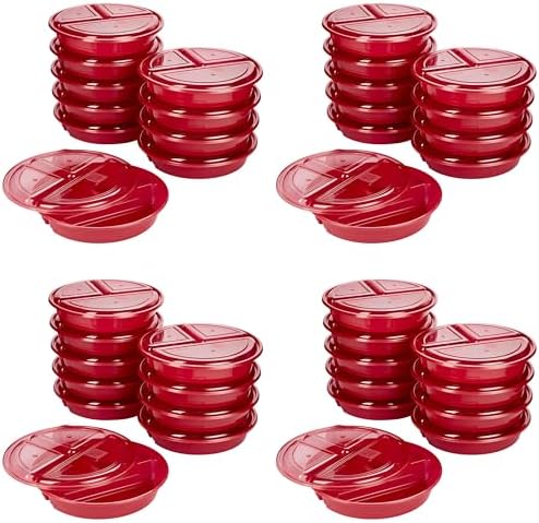 GoodCook Meal Prep Containers Set Microwave & Dishwasher-Safe Round Food Organizers with Labeled Compartments BPA-Free Food Storage Set with Snap Shut Lids Portion Control, 10-Pieces, Red (Pack of 4)