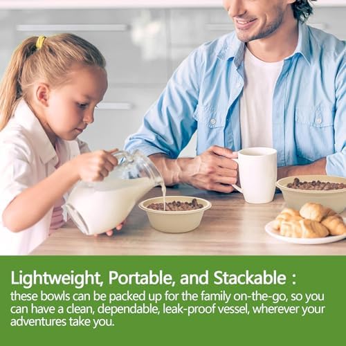 Homestockplus 16 Oz Disposable Paper Bowls - Heavy Duty Small Disposable Bowls - Made from Natural Bagasse for Cereal, Rice, French Fries - Convenient and Compostable [100/Pack] (Pack of 2)