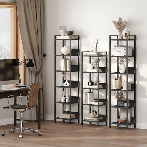 MAHANCRIS 5-Tier Bookshelf, Bookcase, Shelves Organizer for Small Spaces, Storage Shelf Organizer, for Living Room, Bedroom, Study, Balcony, Black BKHB5501