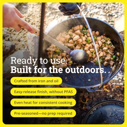 Lodge Pre-Seasoned Cast Iron Deep Camp Dutch Oven with Lid, 10 Quart