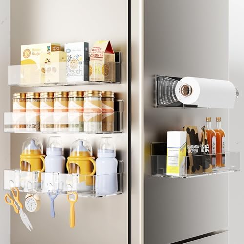 Mystozer Magnetic Spice Rack for Refrigerator Clear, 5 Pack