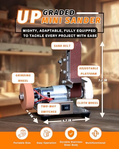 Mini Belt Sander, Electric Small Sander Knife Sharpener, 5.1''x6.7''x7.5''