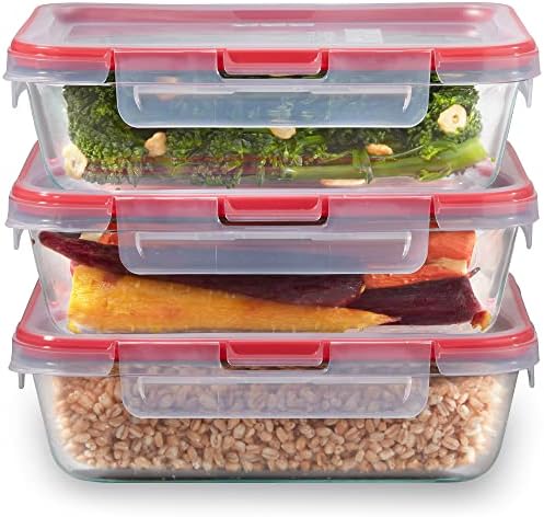 Pyrex Freshlock (3-Pack, 6 Cup) Glass Food Storage Containers Set