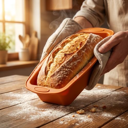 MONGSEW 3PCS Silicone Bread Loaf Pan, Non-Stick Bread Pans for Baking, Easy Release Loaf Pan, Great for Homemade Bread, Cakes, Brownies, Dishwasher Safe (3 Colors, Nesting Design)