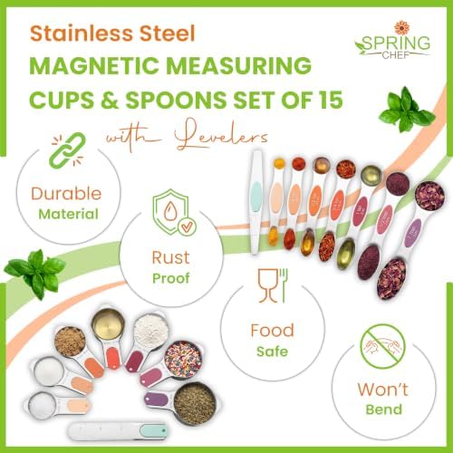 Spring Chef 15 Magnetic Measuring Cups & Spoons w/Levelers, Desert Sunset