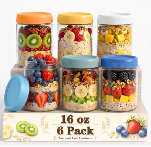 Overnight Oats Containers with Lids, Jars for Overnight Oats, Mason jar