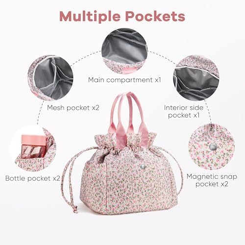 Yarnic Lunch Bag Women Insulated Lunch Box with Water Bottle Holder