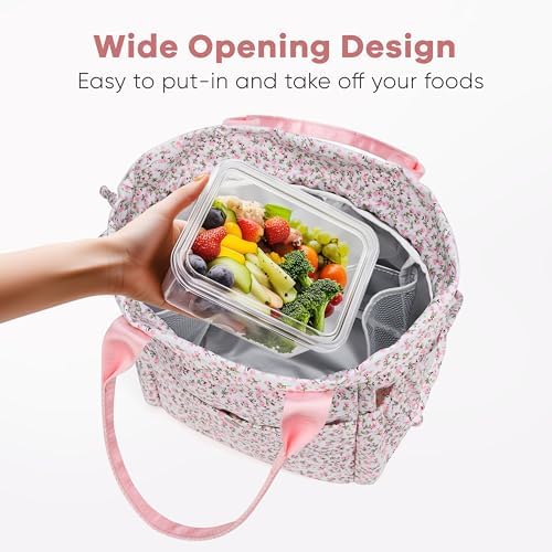 Yarnic Lunch Bag Women Insulated Lunch Box with Water Bottle Holder