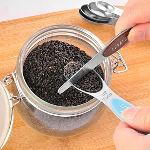 EDELIN Measuring Cups and Magnetic Measuring Spoons Set, Stainless Steel 5 Cups and 7 Spoons (Multi-colour)