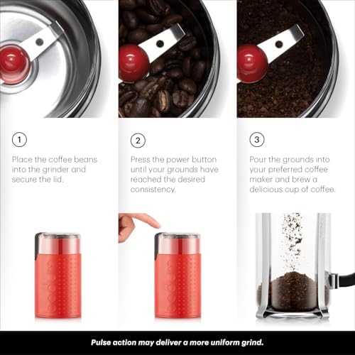 Bodum Bistro Electric Blade Coffee Grinder, Red 2.1 oz (Pack of 2)
