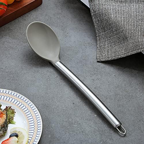 Berglander Cooking Spoon, Non-stick Silicone Solid Serving, Basting Spoon For Cooking, Kitchen Dishwasher Safe, Easy to Clean