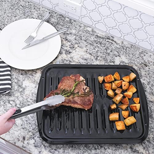 Certified Appliance Accessories Large 2-Piece Broiler Pan & Grill Set Porcelain-on-Steel 16-1/2"x12-3/4"x1-3/4", Universal, Whirlpool, Broiler Pan for Oven, Black