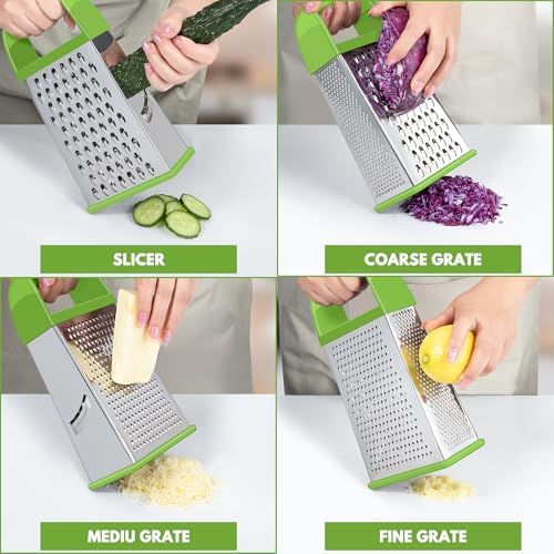 Cheese Grater With Container Box Grater Stainless Steel Kitchen Green