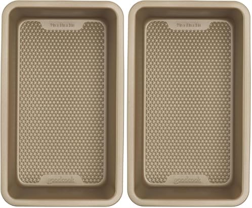 GoodCook BestBake Nonstick Textured Carbon Steel Loaf Pan, 9" x 5", Bronze (Pack of 2)
