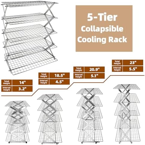 5 Tier Collapsible Cooling Rack Sourdough Cooling Rack 17"x10"