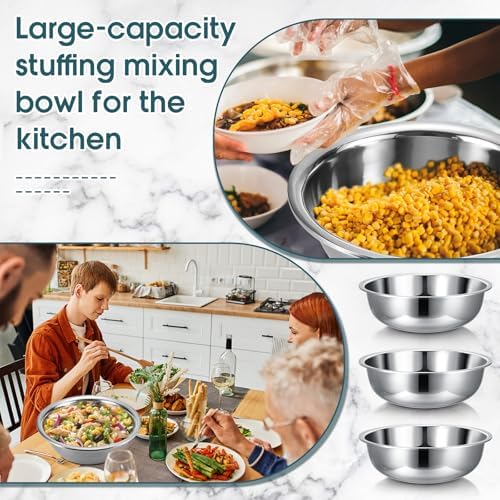 Nuogo 4 Pcs Stainless Steel Mixing Bowls Large for Salad, 24 Inch 30 Qt