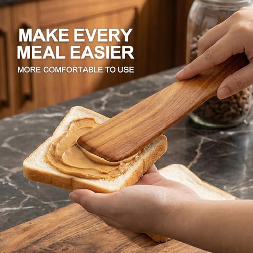 Non Toxic Wooden Cooking Utensils Set Flat Wood Spatula Spurtle Scraper