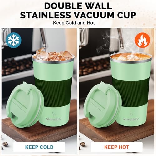 MOMSIV 17oz Travel Coffee Mug, Insulated Coffee Cup with Leakproof Lid