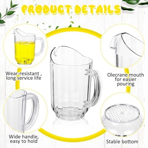 Tessco 36 Pcs Plastic Pitchers 60 Oz Clear Water Beer Jug Large,Classic