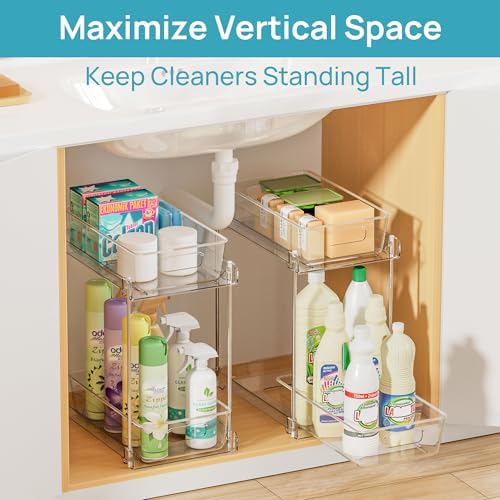 Vtopmart 4 Pack Taller Pull Out Bathroom Under Sink Organizer (S-Higher)