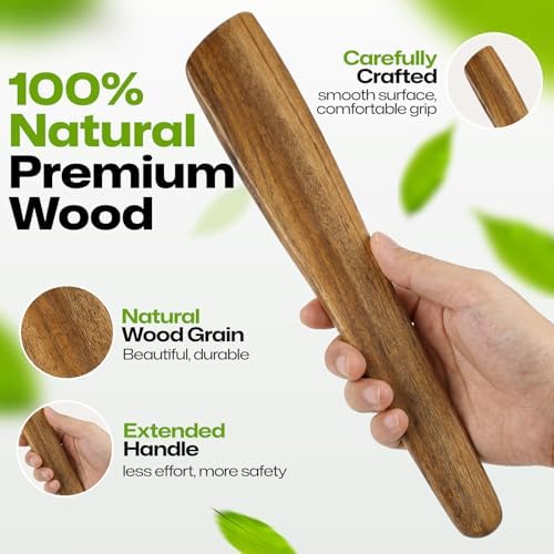 AIUHI 10 Inch Wooden Spatula for Cooking, Premium Teak Spatula Turner, Non-Stick Safe Wooden Egg Flipper, Premium Cooking Utensils for Kitchen