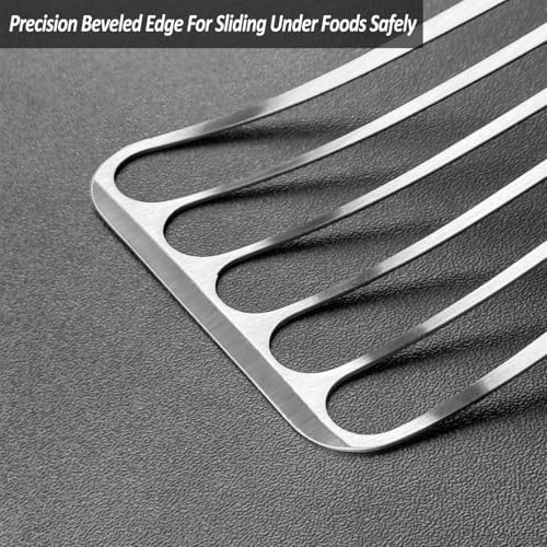Fish Spatula Turner, Stainless Steel Slotted Spatulas Set - 3"x6"+4"x8"