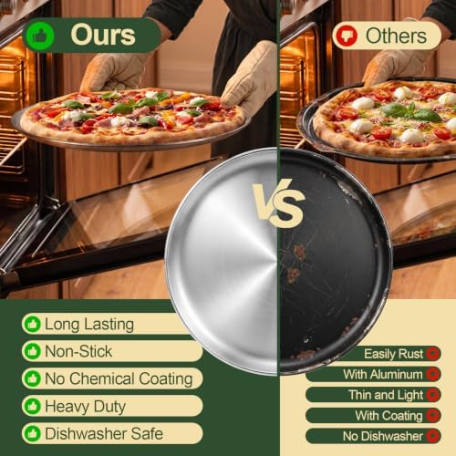 Kirecoo 16" Round Nonstick Stainless Steel Pizza Pan for Oven