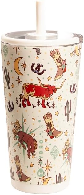 HydroJug Everyday Tumbler 20 oz, Ceramic-Lined Straw Cup, Rodeo