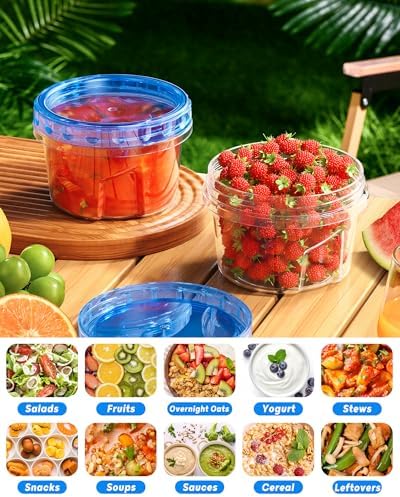 BiuLeon 12 Pack-16oz Freezer Storage Containers, Plastic Food Storage Containers with Twist Top Lids, BPA Free and Reusable Soup Containers with Lid, Microwave and Dishwasher Safe