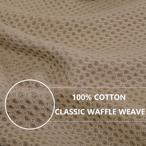 Homaxy 100% Cotton Waffle Weave Kitchen Dish Cloths 12-Pack, Tan