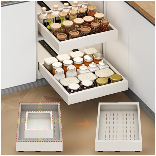 Fokyfok 2Pc Pull out Cabinet Organizer,11"-16"W,17"-24"D,Expandable