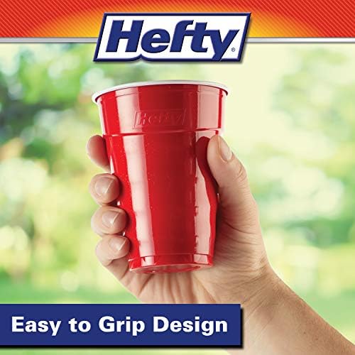 Hefty Party On Disposable Party Cups, Red, 18oz, 30ct