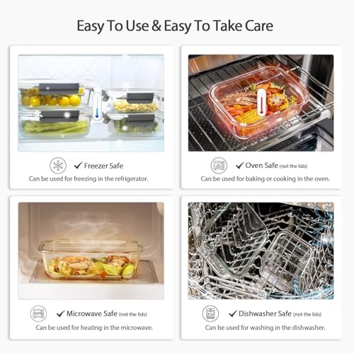 AILTEC Glass Food Storage Containers with Lids, 10 Pack Meal Prep Set