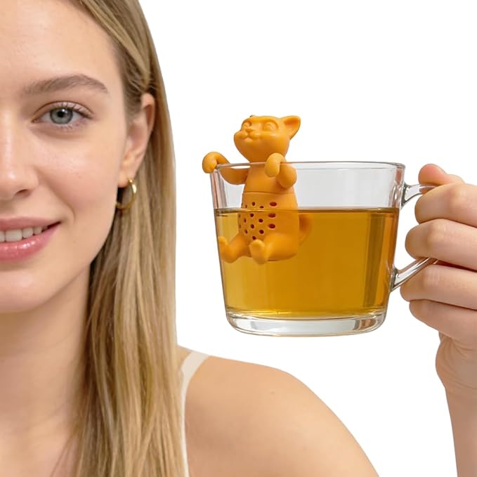 2 Pcs Cute Tea Infuser, Silicone Tea Infuser, Tea Diffuser, Reusable Tea Infuser, Tea Sets for Women Gift, Gifts for Tea Lovers (Orange cat + pug)