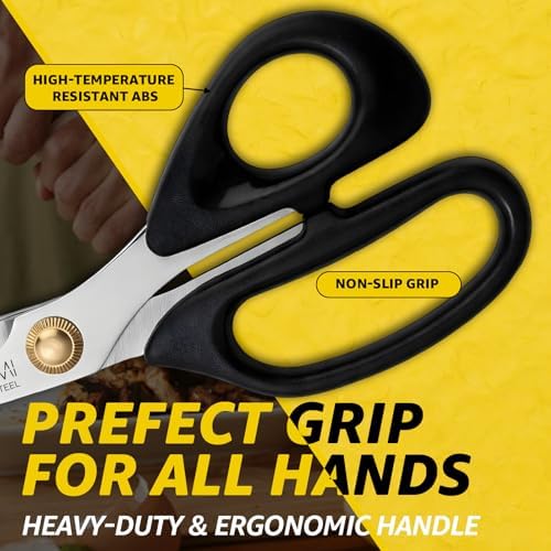 3T Stainless Blade Kitchen Scissors - 10.23in x 2Pack | Korean Barbecue Kalbi Rib Chicken Meat Cutting | Sharp Heavy Duty Multipurpose Kitchen Shears for Cutting Dishwasher Safe (GG130, Black)
