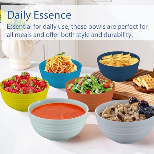 Homestockplus Unbreakable Cereal Bowls 25 OZ Microwave and Dishwasher Safe BPA-Free Bowl Dessert Bowls for Serving Soup, Oatmeal, Pasta and Salad [Set of 6]