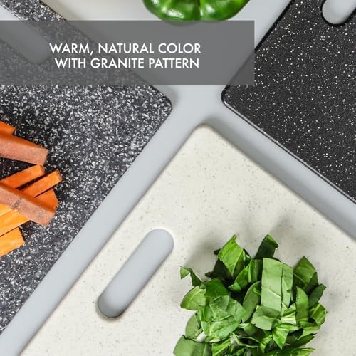 Dexas Superboard Cutting Board with Handle 8.5 x 11 inch Oatmeal Granite, Compact Kitchen Prep Board, Dishwasher Safe, Non-Porous Poly Surface, Made in USA