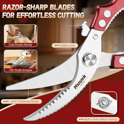 Huusk Poultry Shears Heavy Duty – All Purpose Japanese Kitchen Scissors