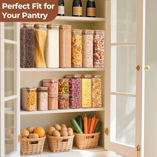ComSaf Glass Storage Containers with Lids 2 Qt, Set of 3 Cereal Containers