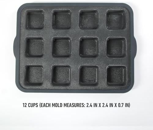 Calphalon Omni 12-Cup Brownie Pan with GlassFlex Technology, Flexible Silicone & Micro-Woven Glass Core for Ultra Airflow & Even Browning, Grey
