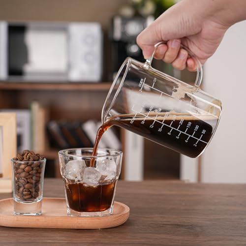 500ML Glass Measuring Cup With Handle, High Borosilicate Glass Three Scales V-Shaped Spout Clear Measuring Cup (OZ, Cup, ML/CC) Easy To Read Kitchen Tools