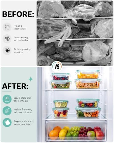 10-Pack Borosilicate Glass Food Storage Containers Set with Airtight Lids – Oven, Microwave & Freezer Safe, Leak-Proof, BPA-Free – Baking, Meal Prep & Gift Box