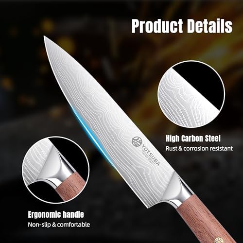 YOTSUBA 8 Inch Japanese Chef Knife with Full Tang Rosewood Handle