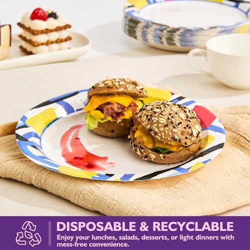 Disposable Paper Plates 8.5 Inch 300 Count, Graffiti Pattern