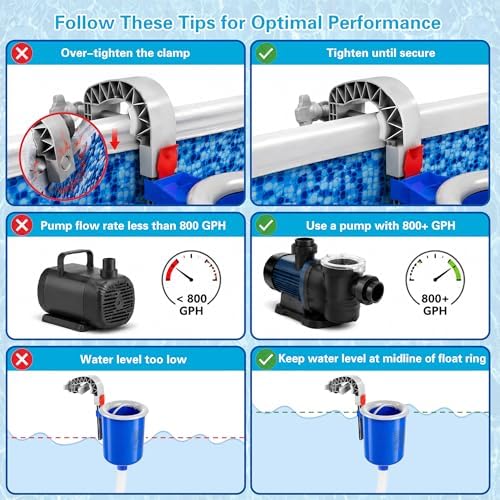 Above Ground Pool Skimmer with 5 Skimmer Socks, Wall Mount Surface Skimmer with Hose & Basket, Compatible with Intex Pools, Adjustable Floating Filter, Automatically Removes Leaves & Debris