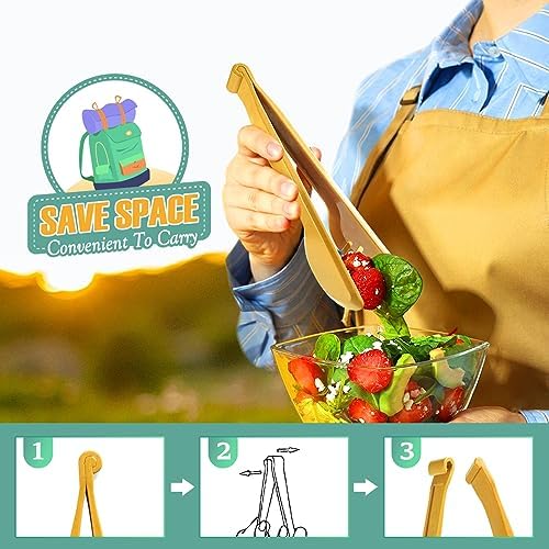 Reusable Plastic Serving Utensils Set of 24, 10" Wheat Straw Large Serving Set - Slotted Spoons/Tongs, for Party Buffet Catering (Orange/Blue/Yellow/Green, Not for Cooking)