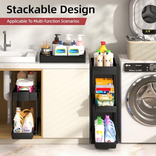 Sevenblue 4-Pack 2-Tier Under Sink Organizer with Pull Out Drawers